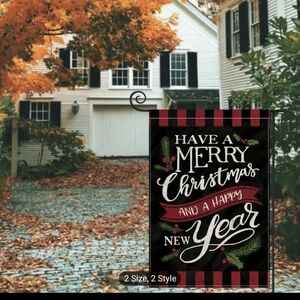 2/$12 - Festive Holiday Garden Flag - Black and Red